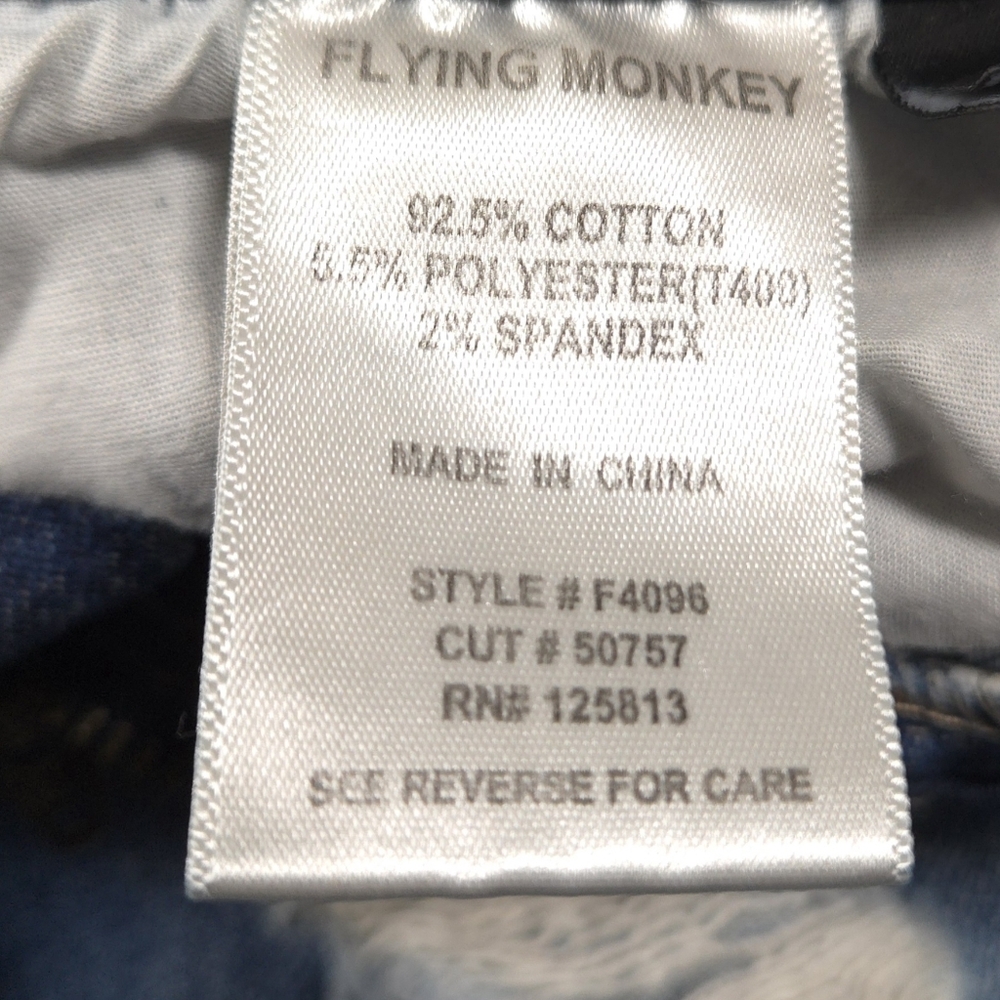 Flying Monkey High Rise Distressed Straight Leg Jeans Size 26 Medium Wash - Picture 4 of 10